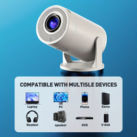 High-Definition Projector,  Fast Focus, 180° Rotation, Compatible with Mobile Phones, Tablets, Computers