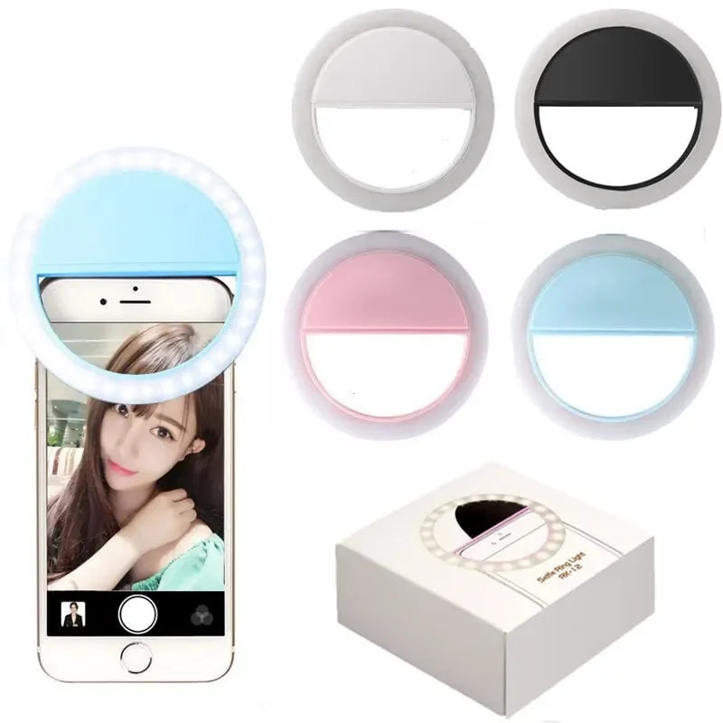 LED Light USB Charge Light Mobile Phone Lens Ring Clip Selfie Lamp