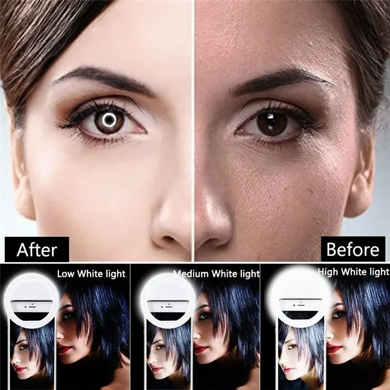 LED Light USB Charge Light Mobile Phone Lens Ring Clip Selfie Lamp