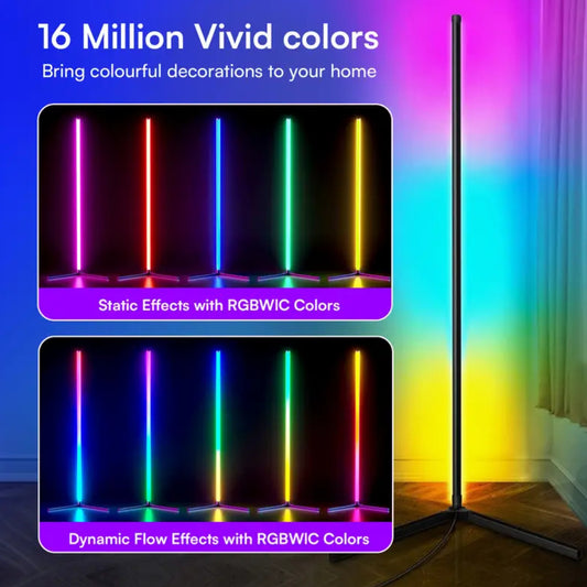 1-2 pack Corner Smart RGB LED Floor Lamp with App And Remote Control