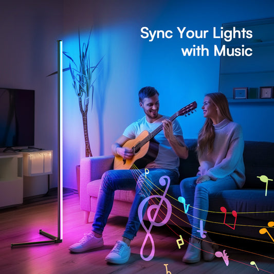1-2 pack Corner Smart RGB LED Floor Lamp with App And Remote Control