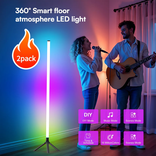 1-2 pack Corner Smart RGB LED Floor Lamp with App And Remote Control