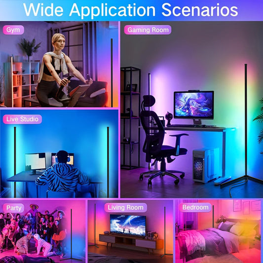 1-2 pack Corner Smart RGB LED Floor Lamp with App And Remote Control