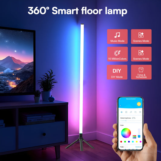 1-2 pack Corner Smart RGB LED Floor Lamp with App And Remote Control