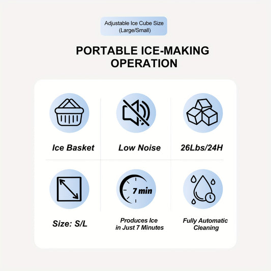 26lb/24h Desktop Ice Maker US Plug
