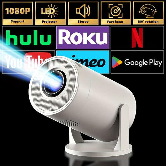 High-Definition, Fast Focus 180° Rotation Projector Compatible with Mobile Phones, Tablets and Computers