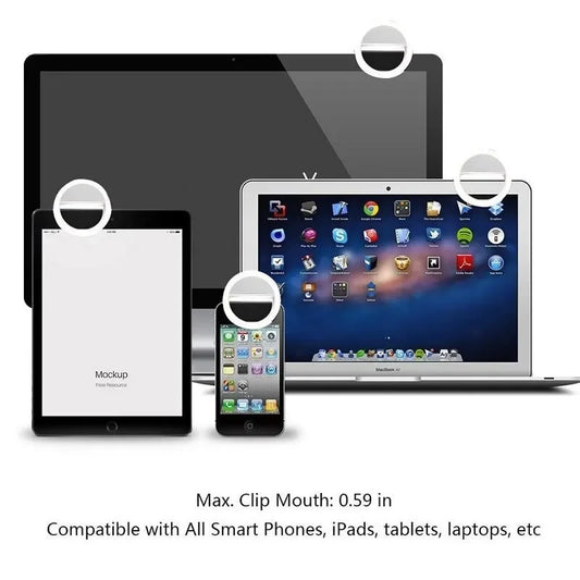 LED Light USB Charge Light Mobile Phone Lens Ring Clip Selfie Lamp