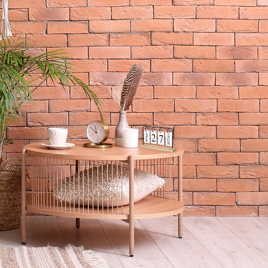 Vintage Wooden Perpetual Desktop Flip Month to Date Display Standing Calendar for Office/Home Decoration