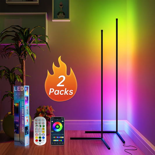 1-2 pack Corner Smart RGB LED Floor Lamp with App And Remote Control