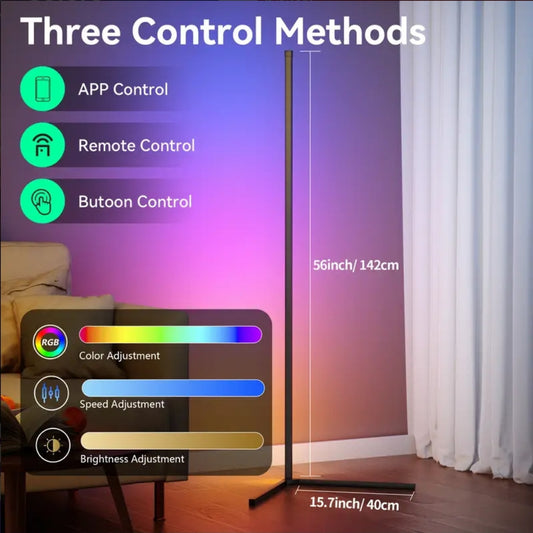 1-2 pack Corner Smart RGB LED Floor Lamp with App And Remote Control