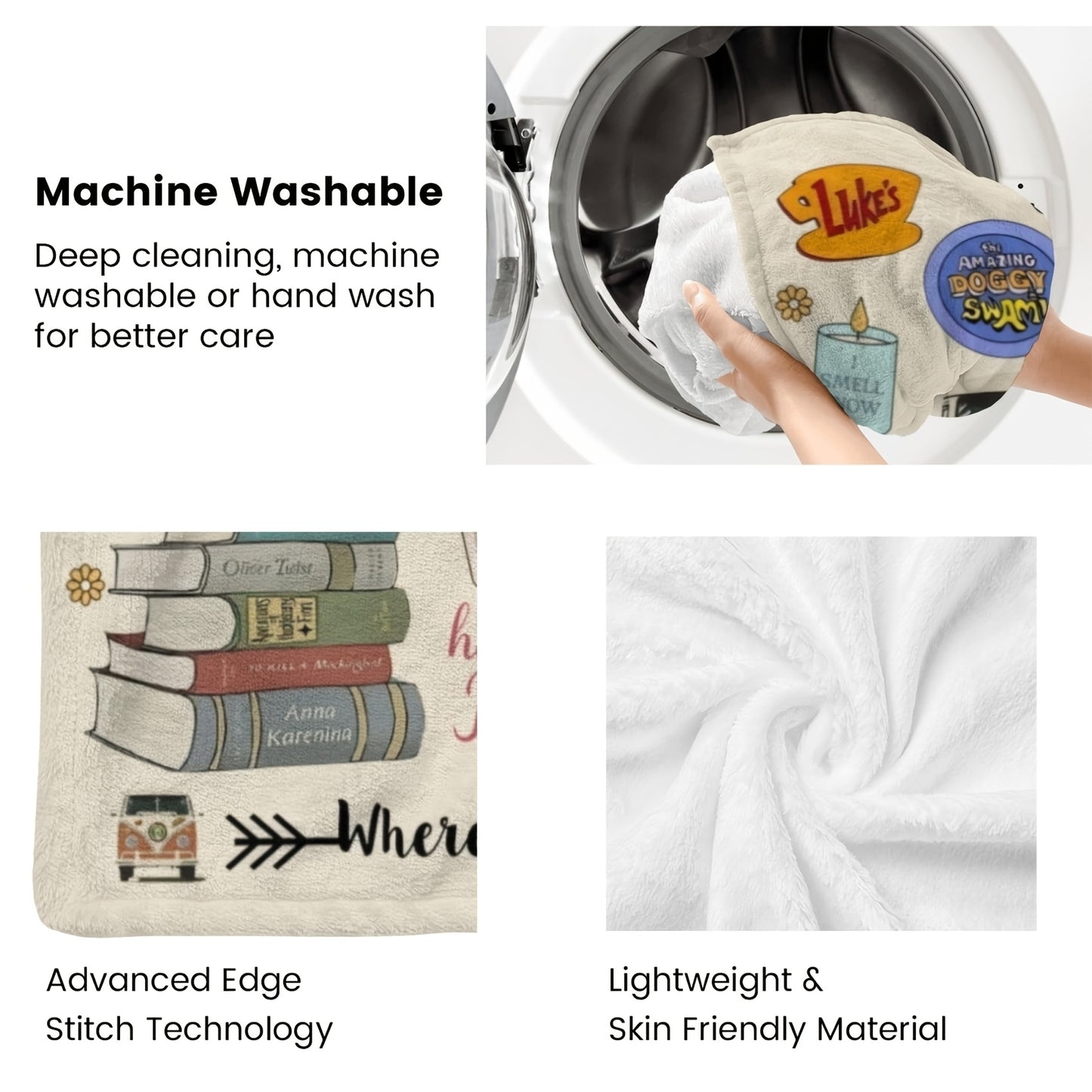 Gilmore Girls TV Show Themed Throw Blanket - Ultra-Soft Fleece with Luke's Diner, Stars Hollow & "Where You Lead" Quotes