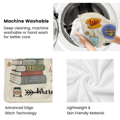 Gilmore Girls TV Show Themed Throw Blanket - Ultra-Soft Fleece with Luke's Diner, Stars Hollow & "Where You Lead" Quotes